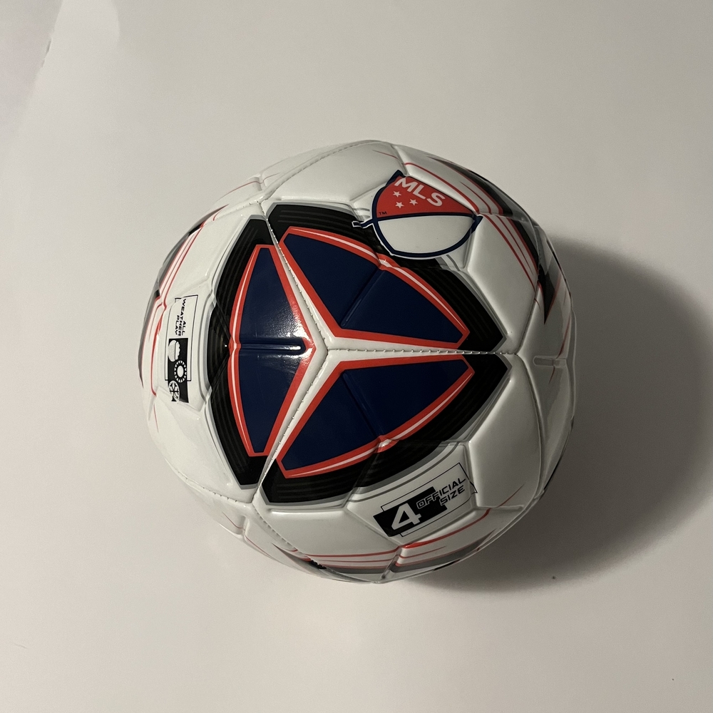 Franklin Sports MLS Pro Badge Soccer Ball Size 4 - White Red and Blue Design
